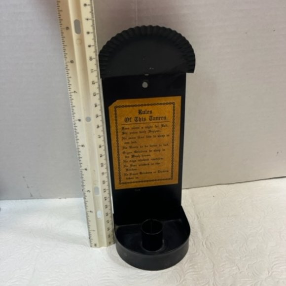 VTG Metal "Rules of the Tavern" Wall Standing Taper Candle Holder Plaque 3.25x9" - Picture 8 of 11